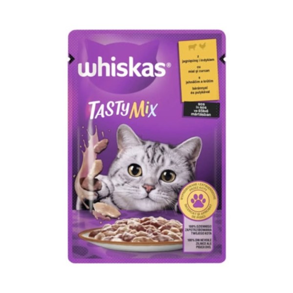 Whiskas Hrana Pisici Adulte 1an+tasty Mix Miel/curcan In Sos Plic 85gr 28/bax