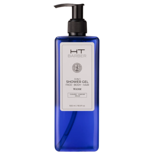 Ht Barber Men Shower Gel Warm 3in1 Face/body/hair 500ml 6/bax