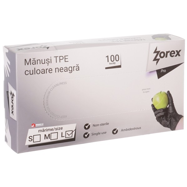 Zorex Pro Manusi Nitril Nepudrate Negre L 100buc 10/bax