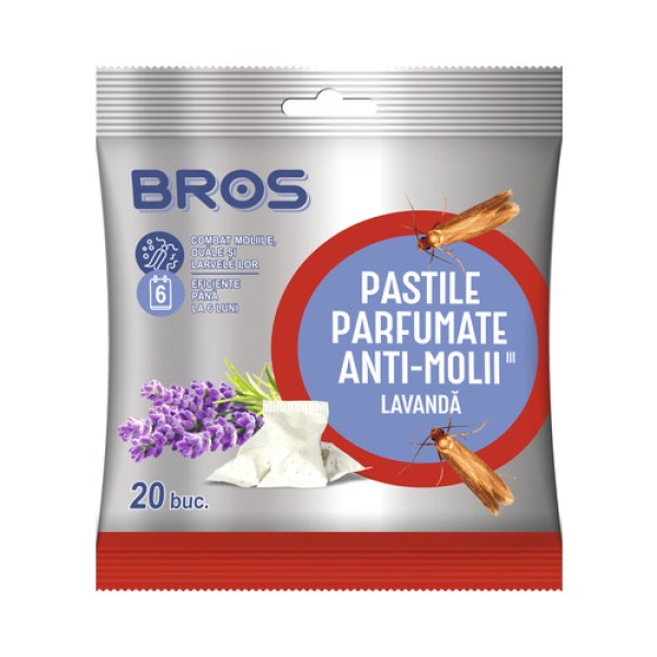 Bros Pastile Parfumate Anti Molii Lavanda 20buc 14/bax