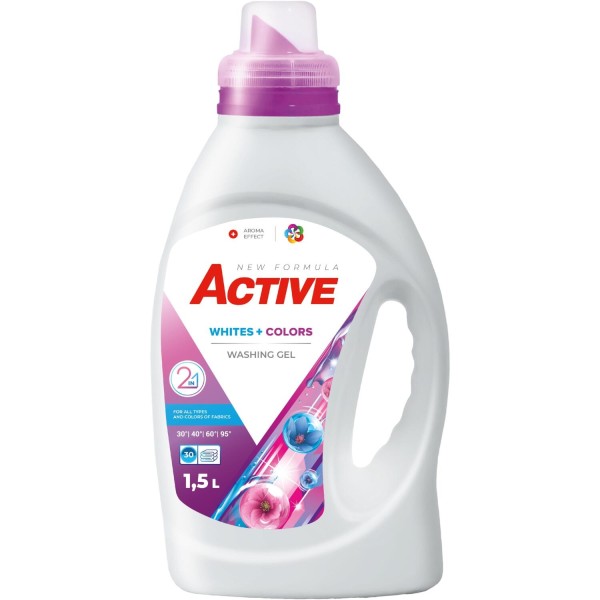 Active Detergent Lichid Gel Whites+colors 30 Spalari 1.5l 8/bax