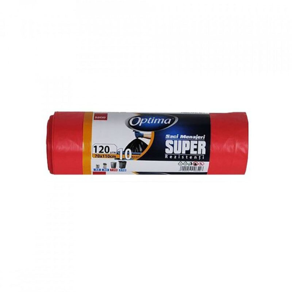 Sano Optima Saci Menaj Super Rezistenti Rosii 120l 10buc/rola 24/bax