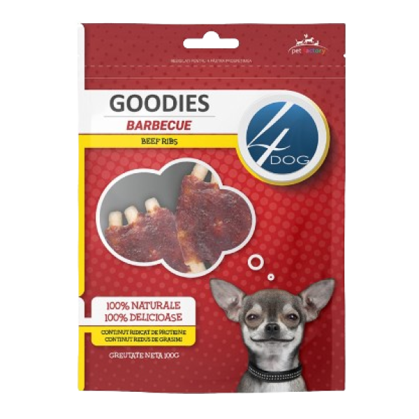4dog Goodies Barbecue Beef Ribs 100gr 12/bax