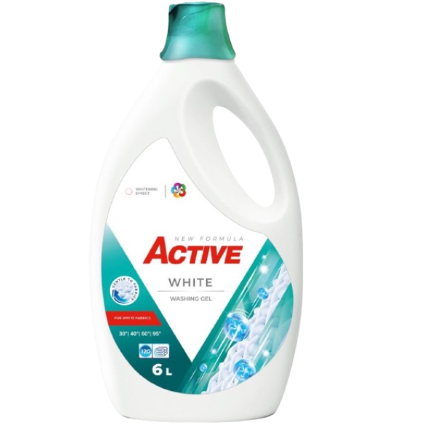 Active Detergent Lichid Gel White 120 Spalari 6000g 3/bax