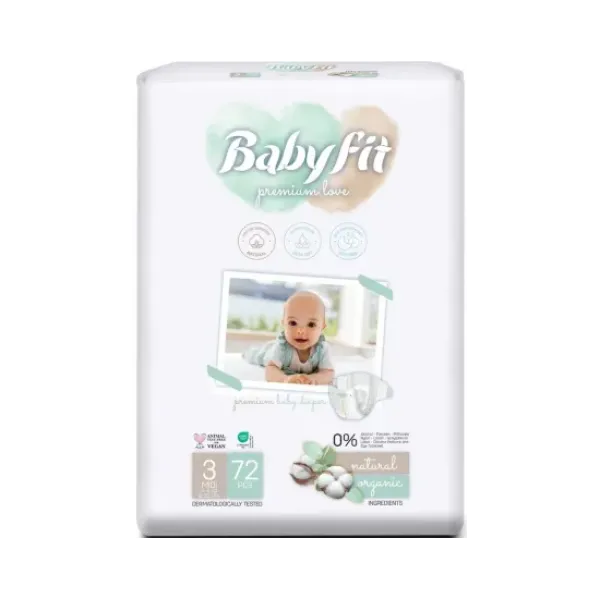 Babyfit Scutece Baby Bio Midi Nr.3 4-9kg 72buc/set 4/bax