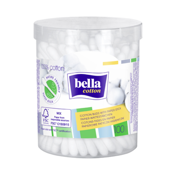 Bella Betisoare Urechi Cotton 100buc Tub 36/bax