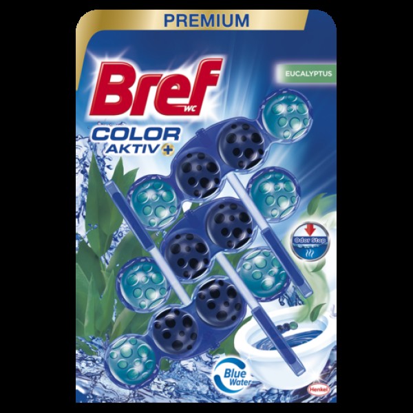 Bref Odorizant Wc Color Aktiv Blue Eucalyptus 3*50gr 9/bax