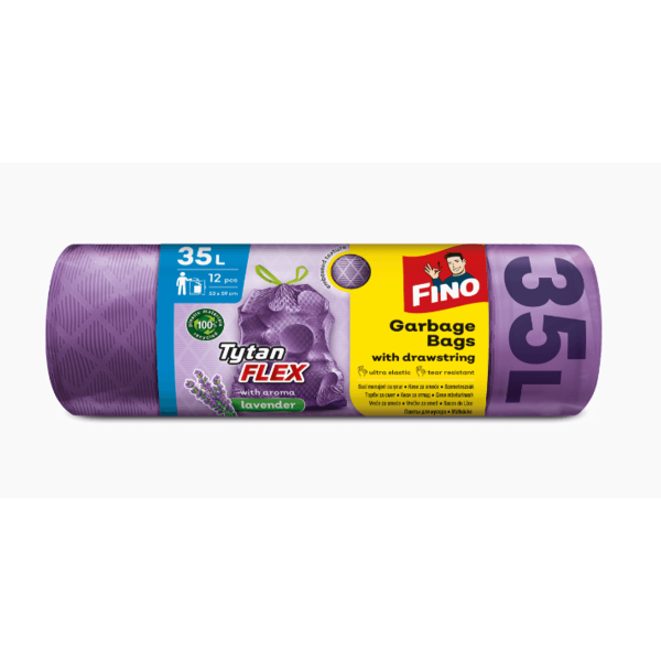 Fino Saci Menaj Cu Snur Tytan Flex Lavanda 35l 12buc/rola 30/bax