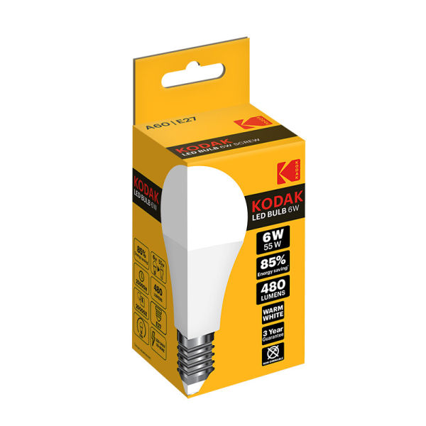 Kodak Bec Led 6w E27 A60 Alb Cald (30415539) 20/bax
