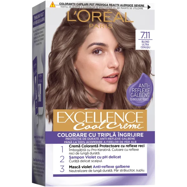 L'oreal Excellence Cool Creme Vopsea Par 7.11 Blond Ultra Cenusiu 6/bax