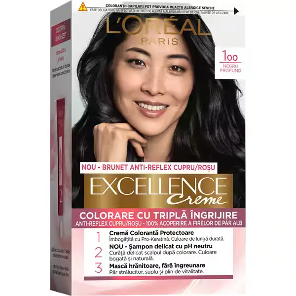 L'oreal Excellence Creme Vopsea Par 100 Negru Profund 6/bax