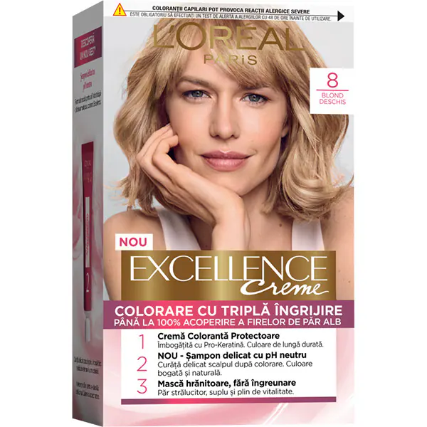 L'oreal Excellence Creme Vopsea Par 8 Blond Deschis 6/bax