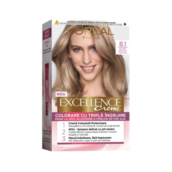 L'oreal Excellence Creme Vopsea Par 8.1 Blond Deschis Cenusiu 6/bax