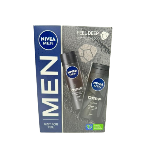Nivea Set Men Feel Deep Duo (gel Dus 250ml+deo 150ml) 10/bax