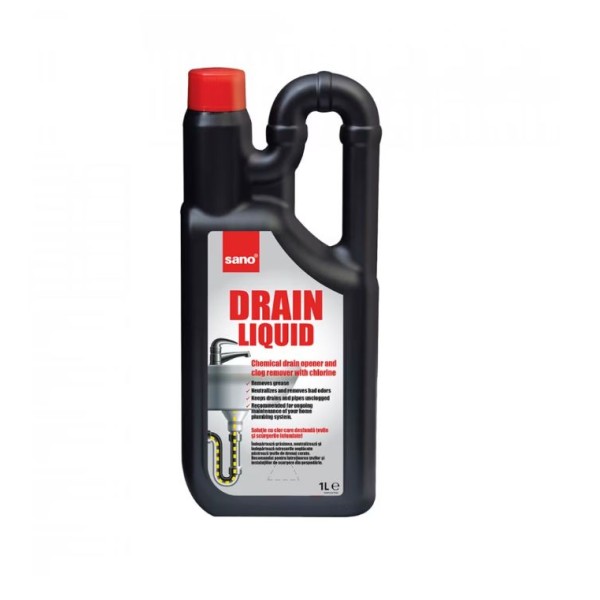 Sano Drain Liquid Solutie Desfundat Tevi 1l 12/bax