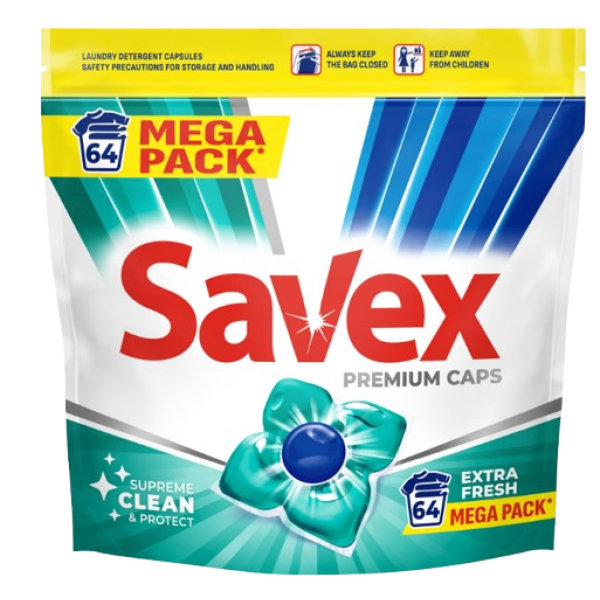 Savex Detergent Capsule Extra Fresh 64buc 4/bax