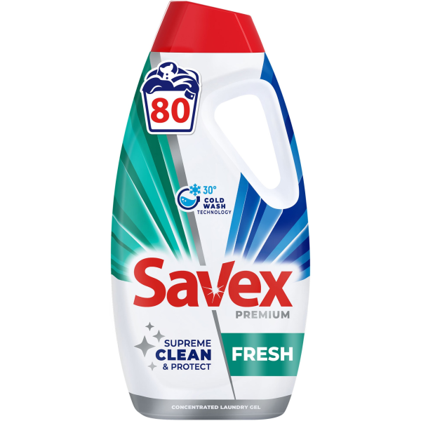 Savex Premium Detergent Lichid Fresh 80spalari 3.6l 4/bax