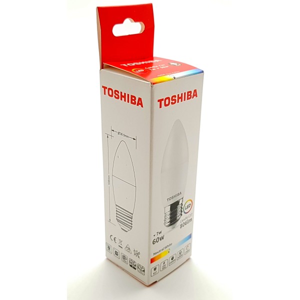 Toshiba Bec Led 7w E27 C37 Alb Rece 100/bax