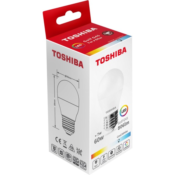 Toshiba Bec Led 7w E27 G45 Alb Rece 100/bax